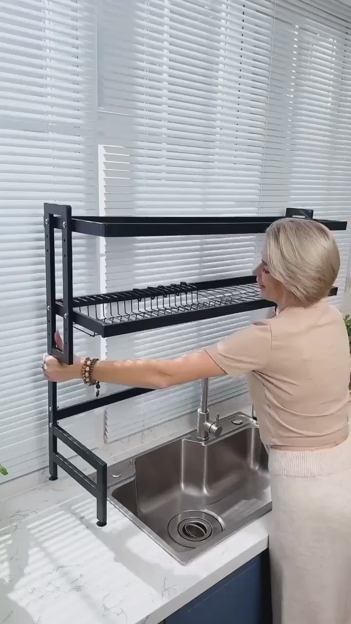 Kitchen Sink Shelf with Cabinet Door | Stainless Steel Under-Sink Organizer Rack