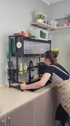 Kitchen Sink Shelf with Cabinet Door | Stainless Steel Under-Sink Organizer Rack