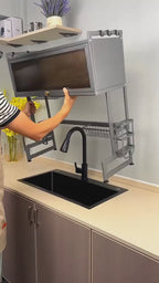 Kitchen Sink Shelf with Cabinet Door | Stainless Steel Under-Sink Organizer Rack